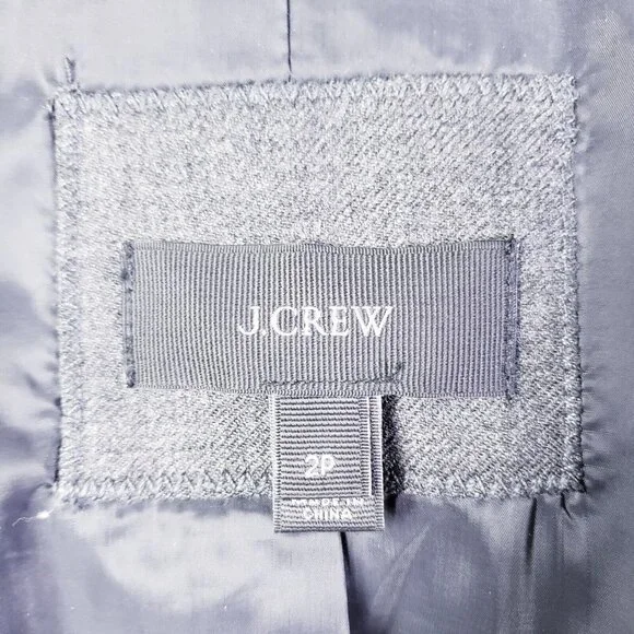 J. Crew Womens 2 Petite Regent Blazer Charcoal Gray Wool B0327 One Button‎ - Picture 7 of 9